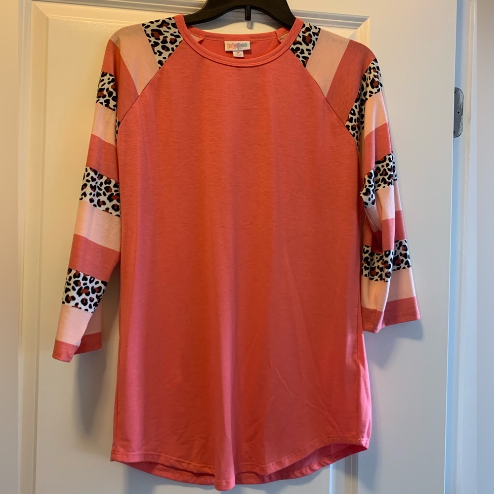 Lularoe Randy Women's Top with Leopard Stripe Accents